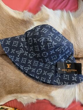 Louis Vuitton Monogram Denim Fashion Bucket Hat in Dark Blue and Light Blue
